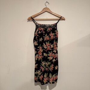 Papaya Women's Black Floral Print Lace Romper Size Medium